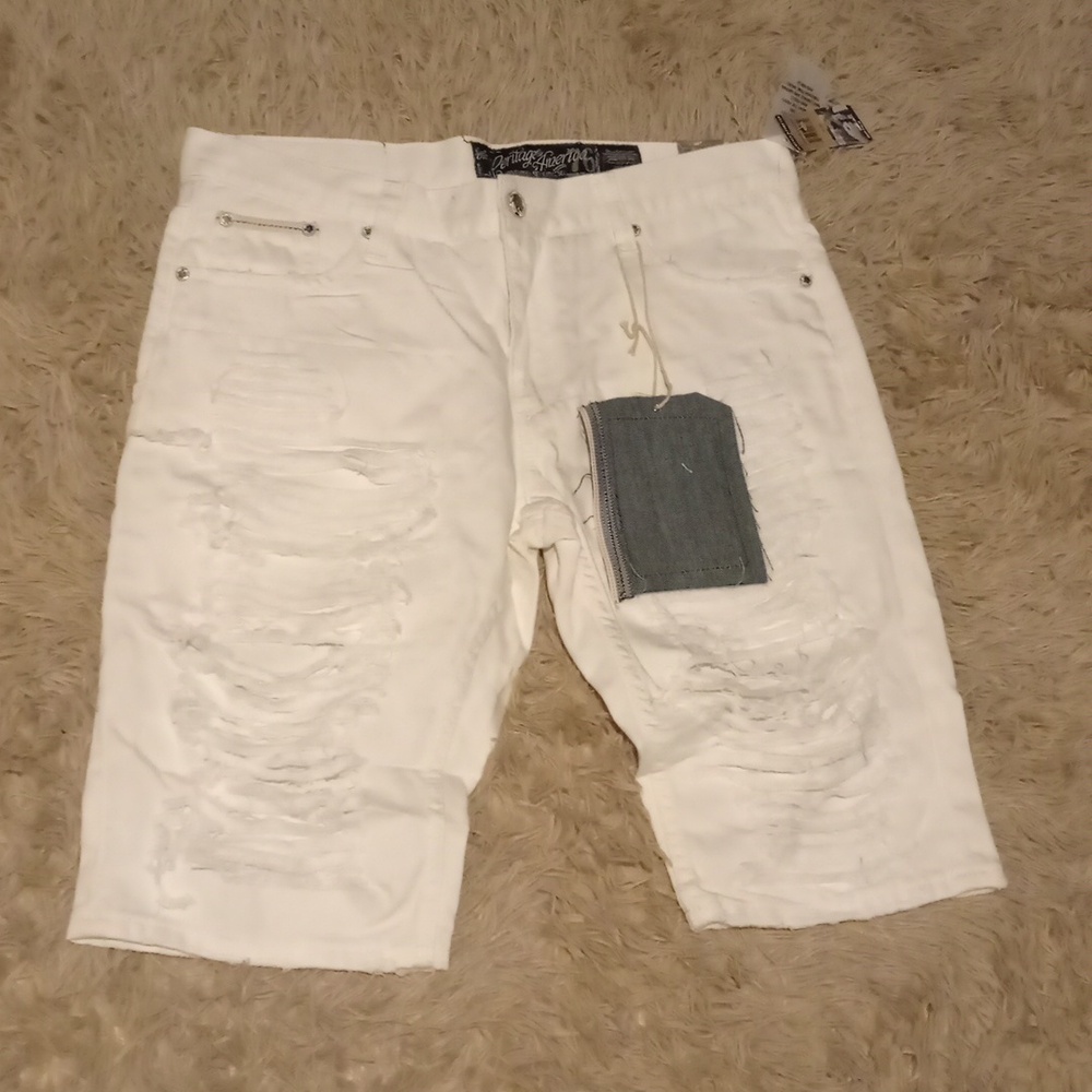 Men's White Jean Shorts